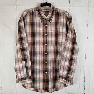 Mountain Lake Button Down Shirt Sz M Brown White